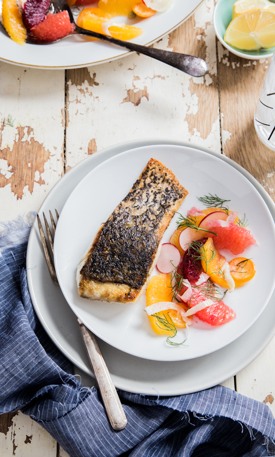 crispy skinned barramundi with citrus fennel salad - Jelly Toast