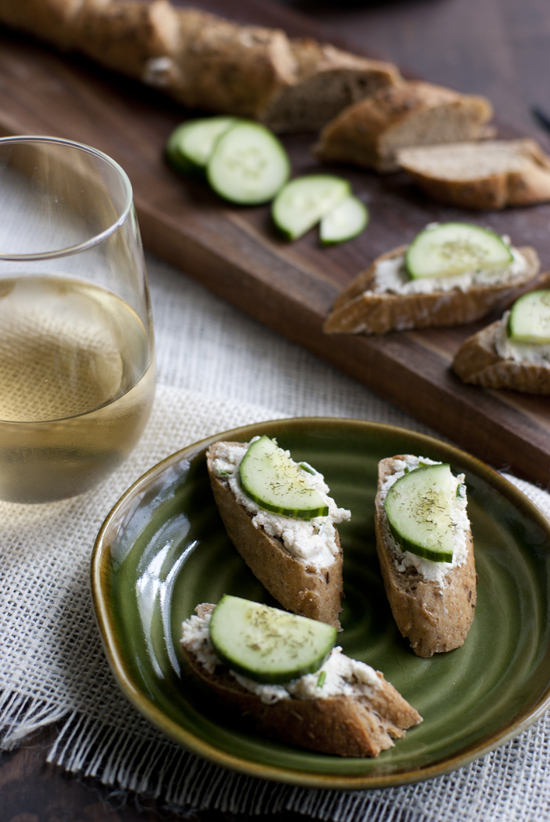 Cucumber Rye Cream Cheese Toasts