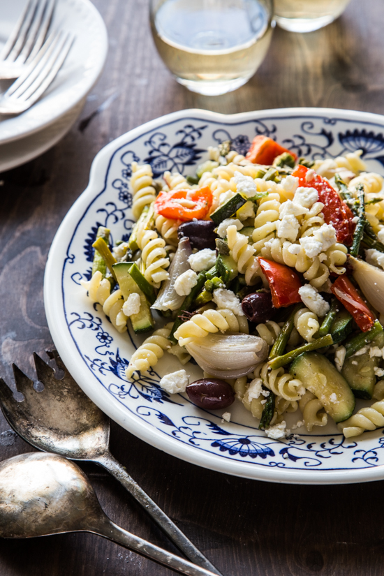 Rotini with Roasted Vegetables and Olives by Jelly Toast