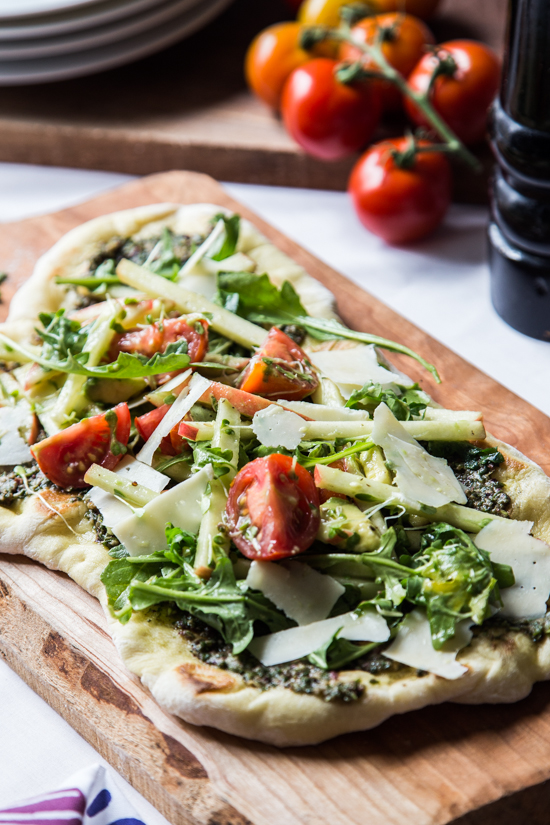 Pesto Flatbread with Microgreens Salad by Jelly Toast