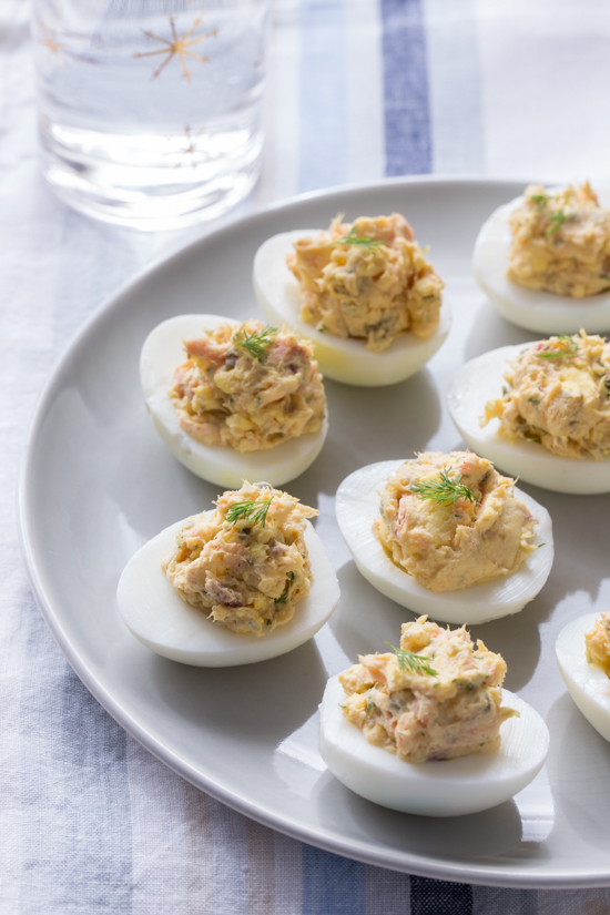 Smoked Salmon Deviled Eggs by Jelly Toast