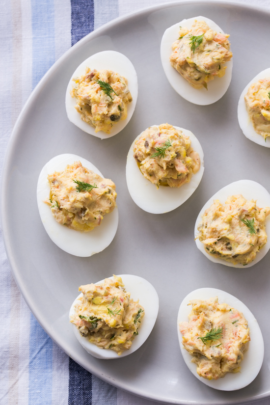 Smoked Salmon Deviled Eggs by Jelly Toast