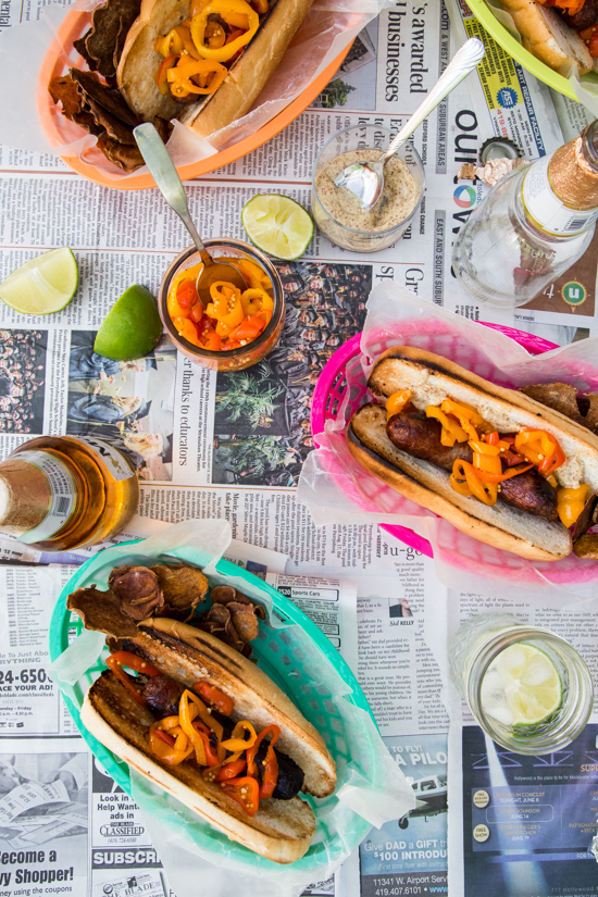 Beer Brats with Pepper Relish by Jelly Toast