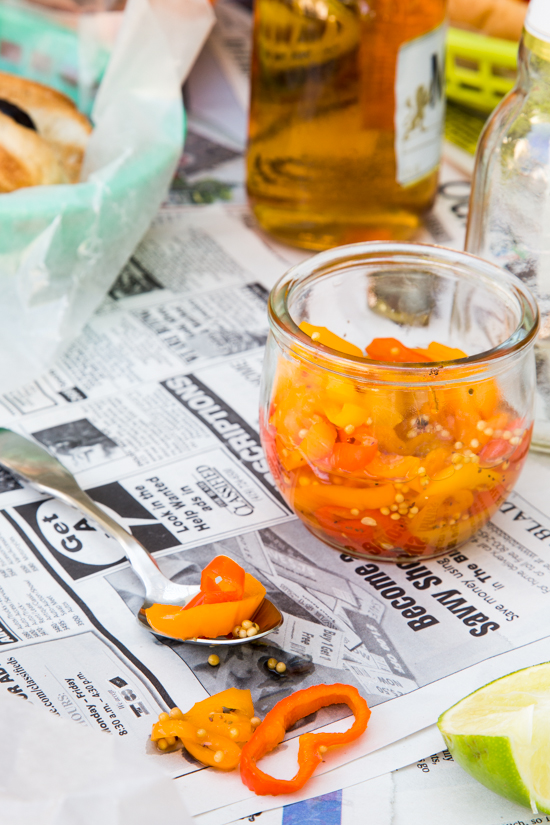 Beer Brats with Pepper Relish by Jelly Toast