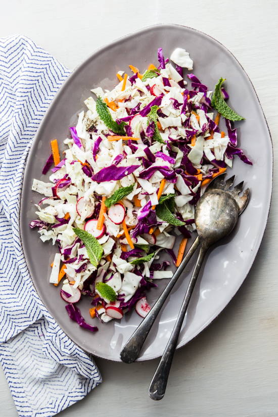 Shredded Red Cabbage, Carrot and Mint Salad