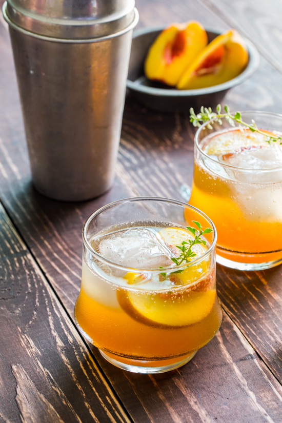 Roasted Peach Bourbon Cocktail by Jelly Toast