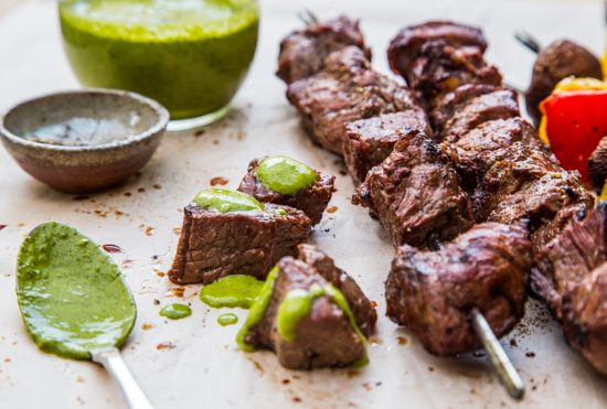 Steak Skewers with Chimichurri by Jelly Toast #SundaySupper