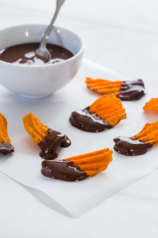 Chocolate Dipped Sweet Potato Chips | jellytoastblog.com