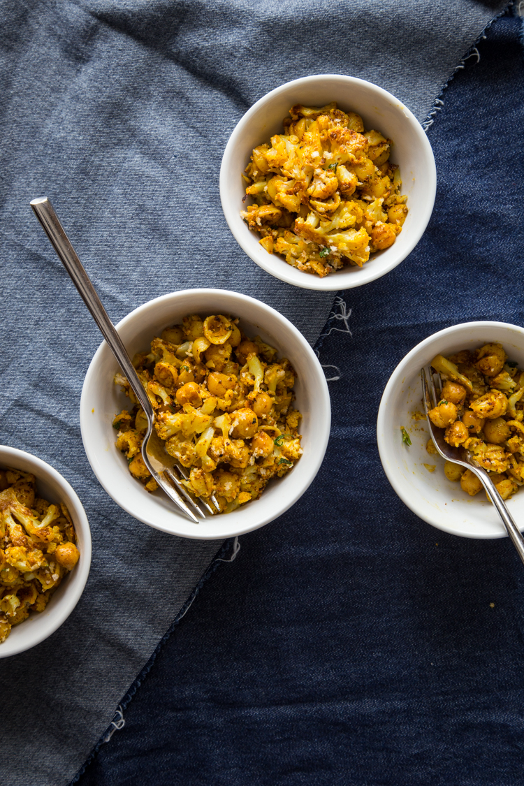 Roasted Cauliflower and Chick Pea Mac and Cheese