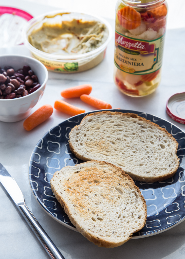 Hummus Toast with Pickled Veggies