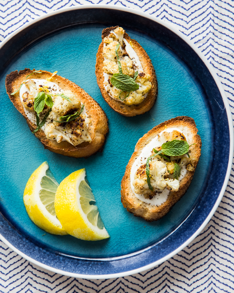 Roasted Cauliflower Toast with Whipped Goat Cheese