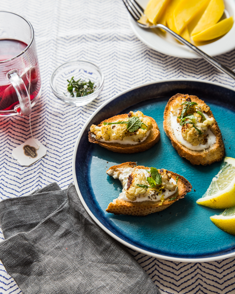 Roasted Cauliflower Toast with Whipped Goat Cheese