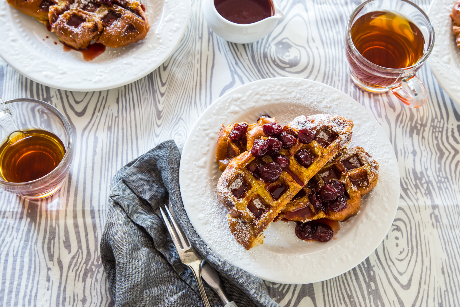 French Toast Waffles with Tart Cherry Syrup | JellyToastBlog.com