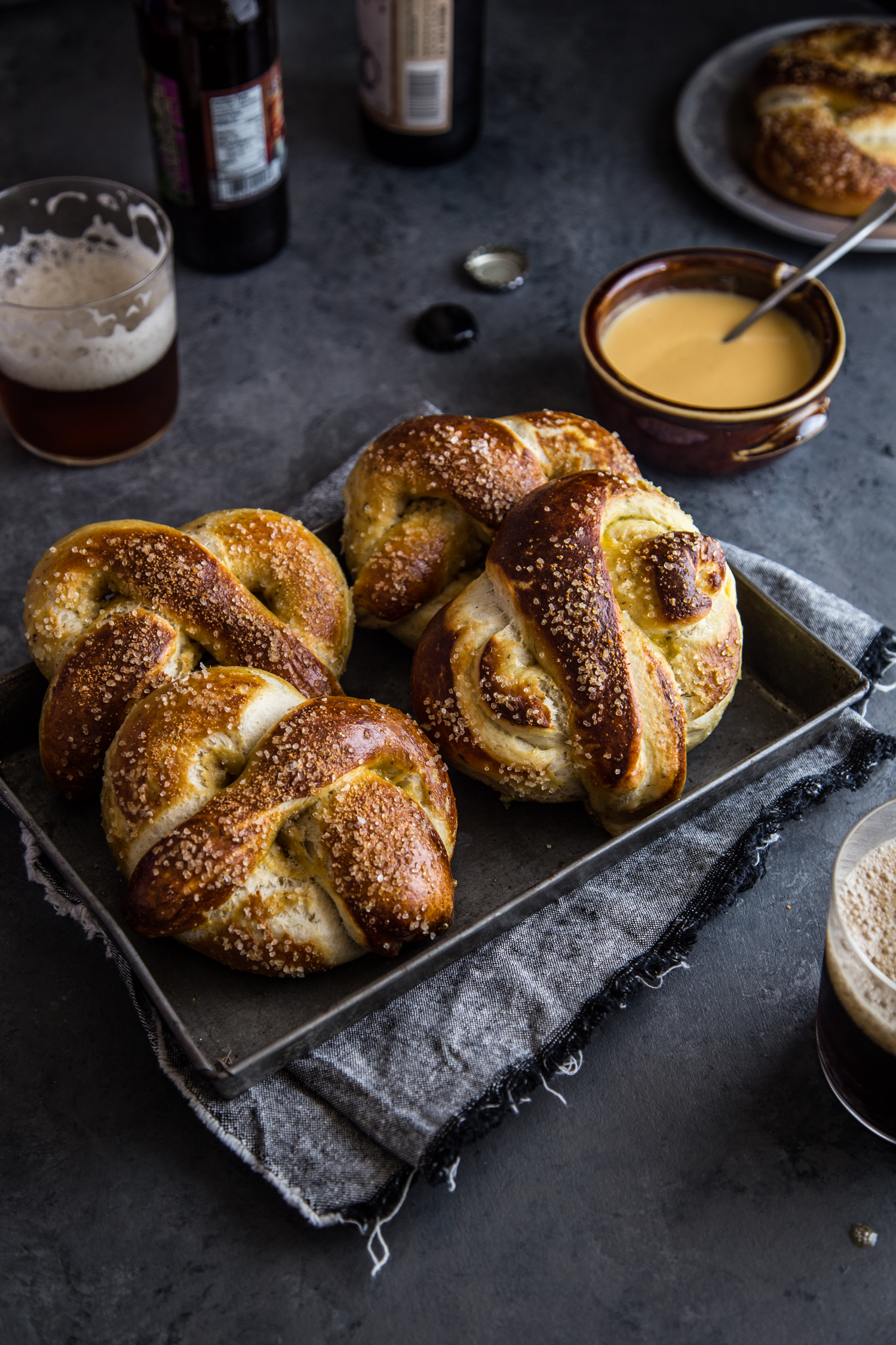 Garlic Herb Baked Pretzels with Cider Cheese Dip | JellyToastBlog.com