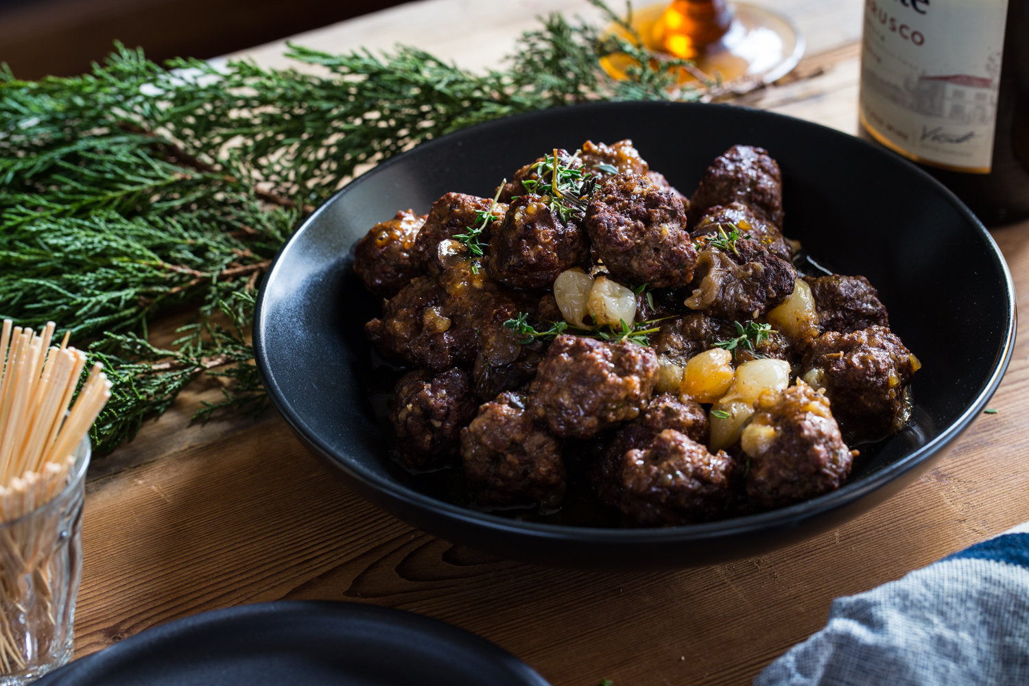 Beef Bourguignon Meatballs are started on the stovetop and finished in the slow cooker for simple serving!