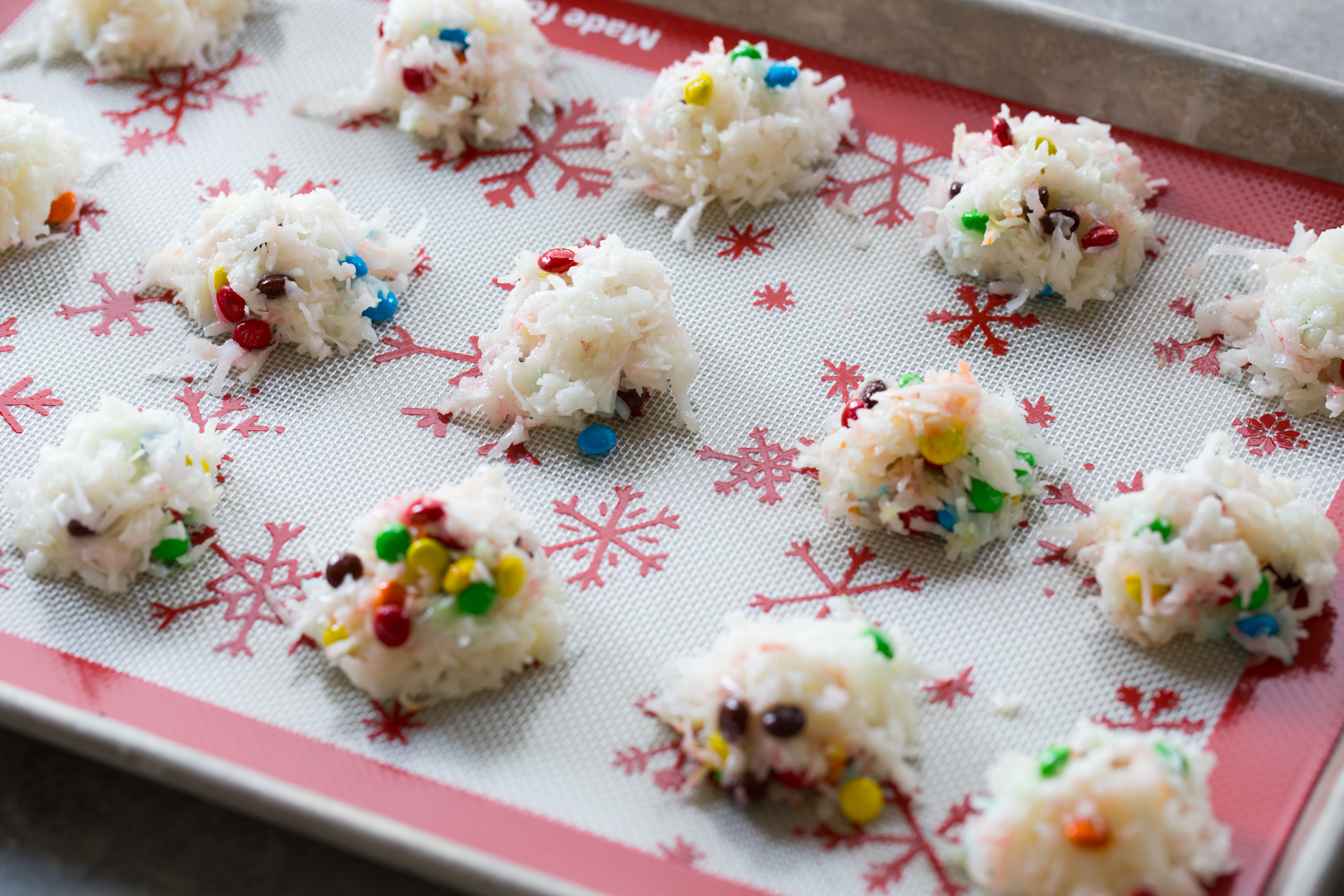 Chocolate Coconut M&M Macaroons