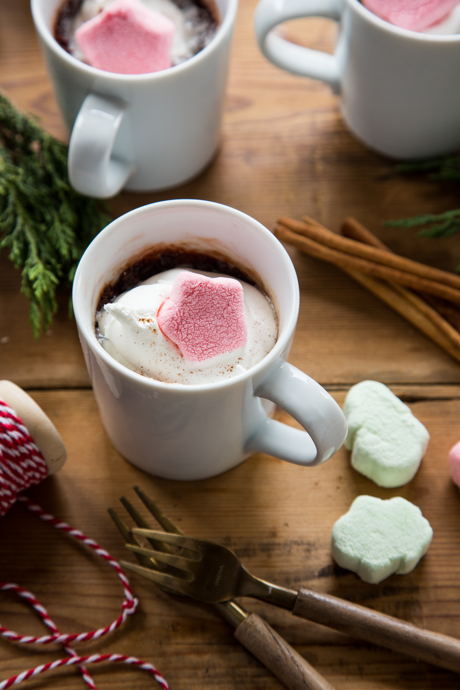 Make a sweet Cinnamon Marshmallow Mug Brownie topped with an adorable Cinnamon Marshmallow!