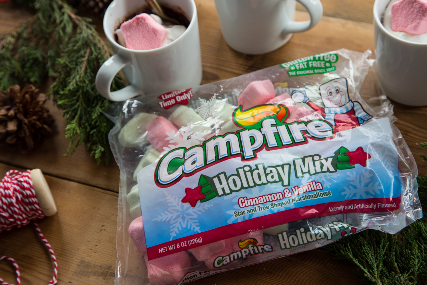 Campfire® Holiday Mix marshmallows are the perfect finishing touch on this Cinnamon Marshmallow Mug Brownie!