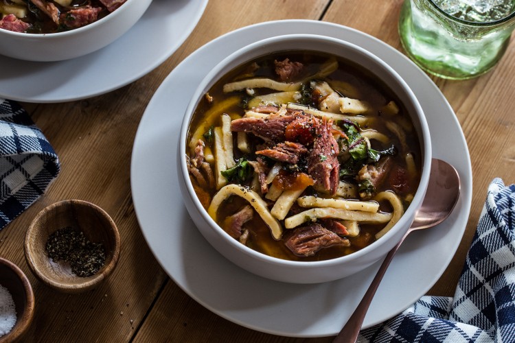 Slow Cooker Ham Noodle Soup Jelly Toast