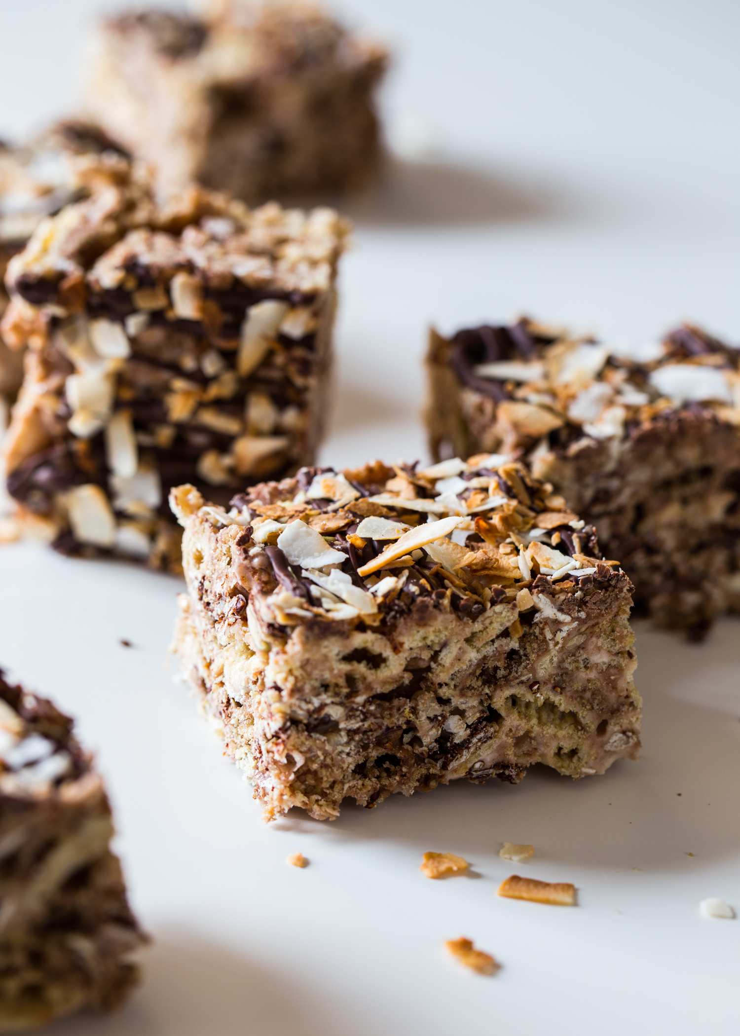 No bake Chocolate Coconut Marshmallow Treats have chocolate, toasted coconut and granola! #glutenfree