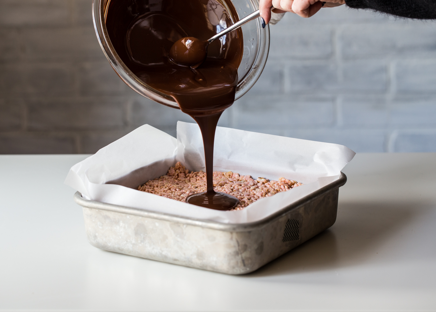 Chocolat Pretzel Cereal Treats covered in rich chocolate