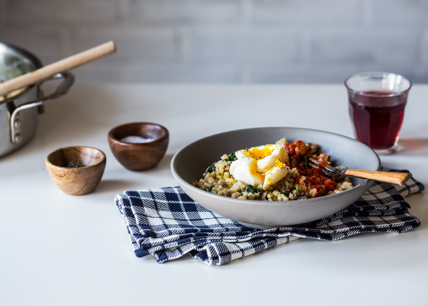 Barley Spinach Risotto is a great side dish or hearty enough for a complete meal