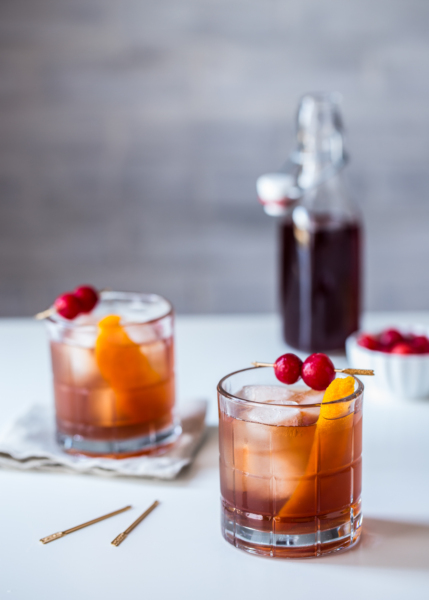 A Tart Cherry Old Fashioned is a fantastic Valentine's Day cocktail