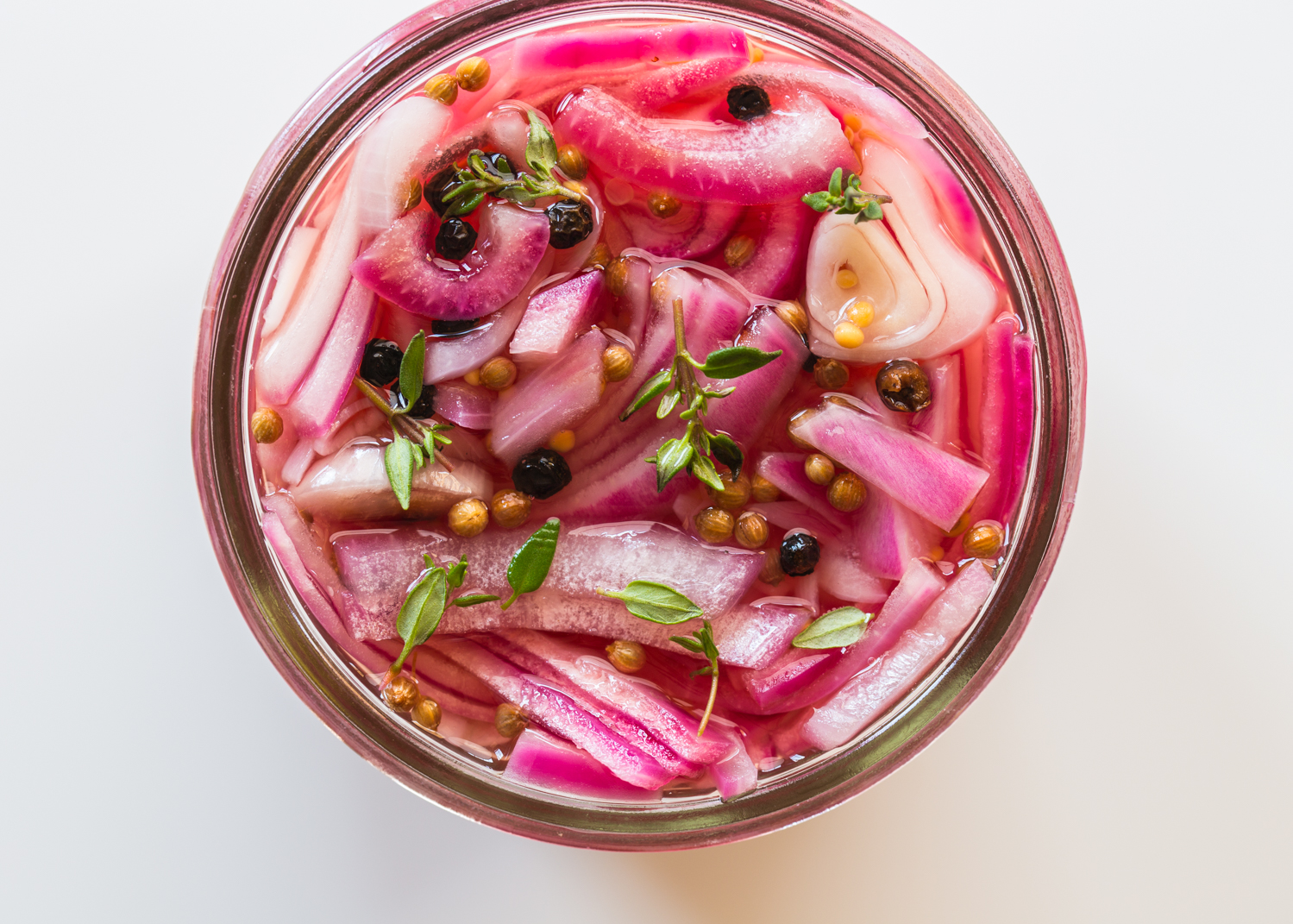 Bright purple pickled onions are the perfect topping for mushroom toast