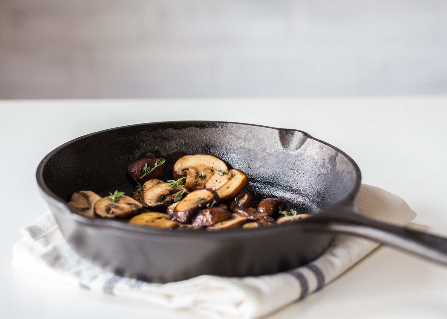 Mushroom Toast with Pickled Onions starts with quickly sautéed onions seasoned with thyme and garlic