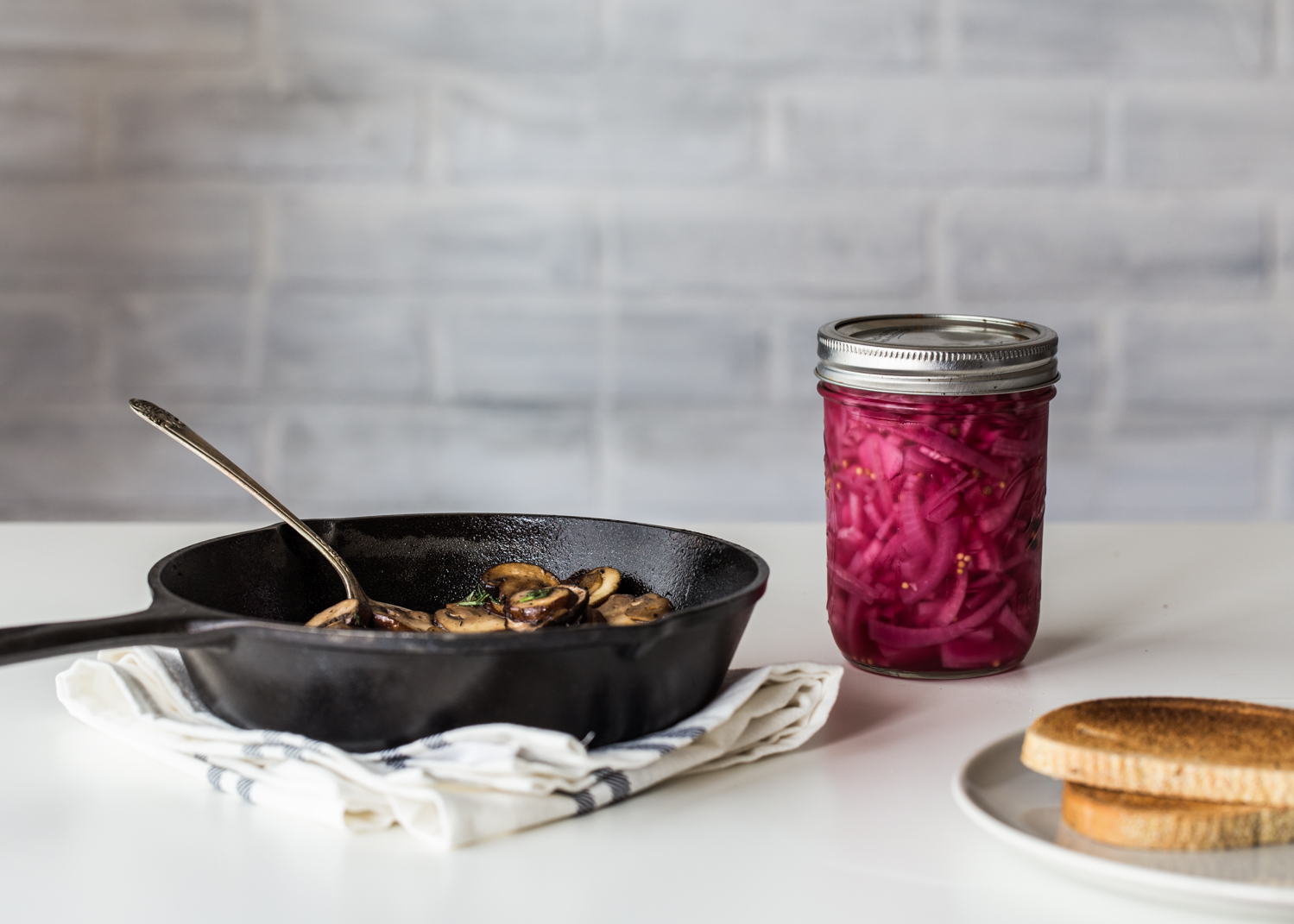 Sautéed Mushrooms, pickled onions and toasted rye bread are all you need for the ultimate mushroom toast