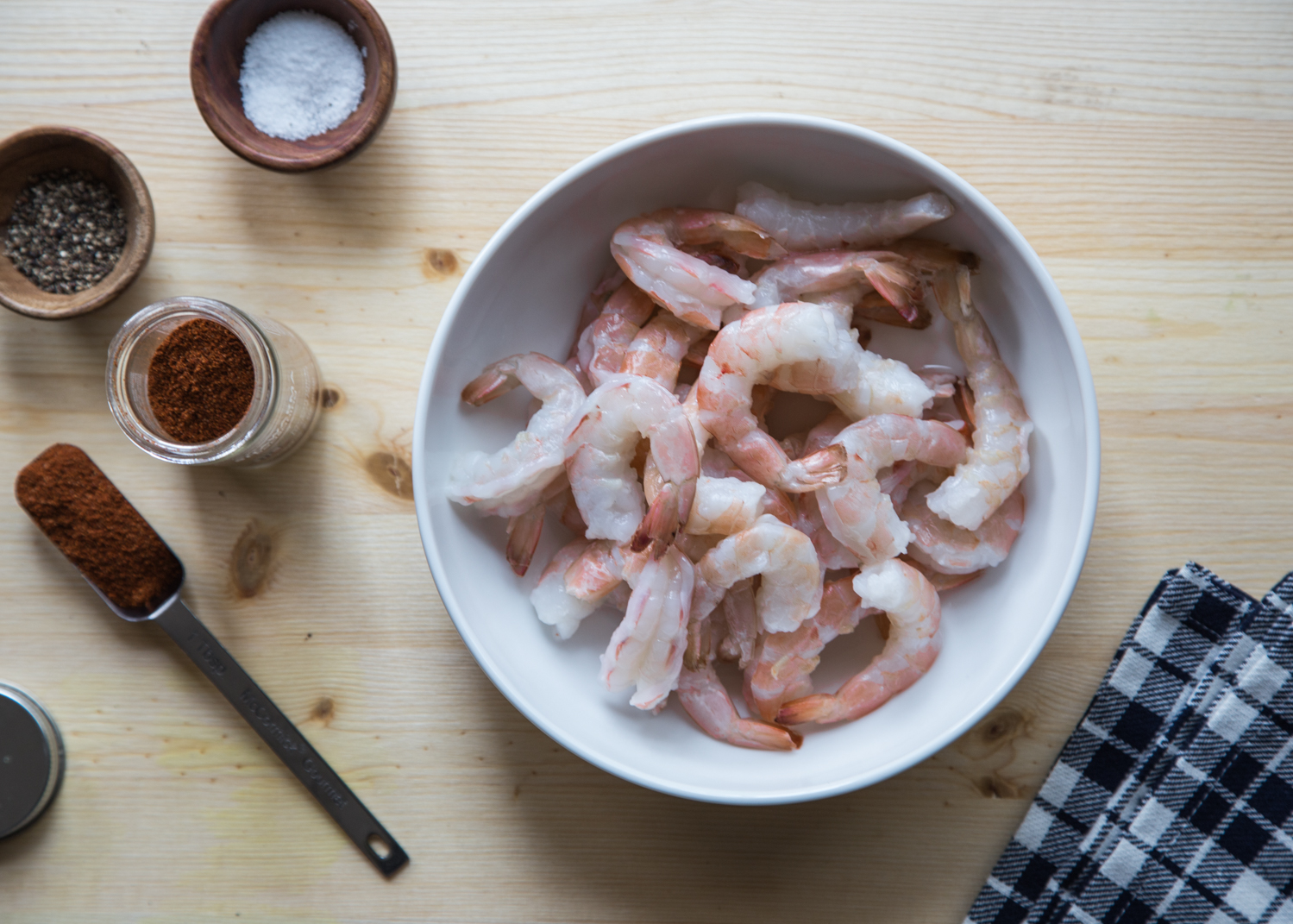 Preparing Shrimp for the Shrimp Shawarma Bowls