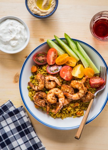 Shrimp Shawarma Bowls are a spicy twist on classic Shawarma and perfect for meatless Fridays during Lent