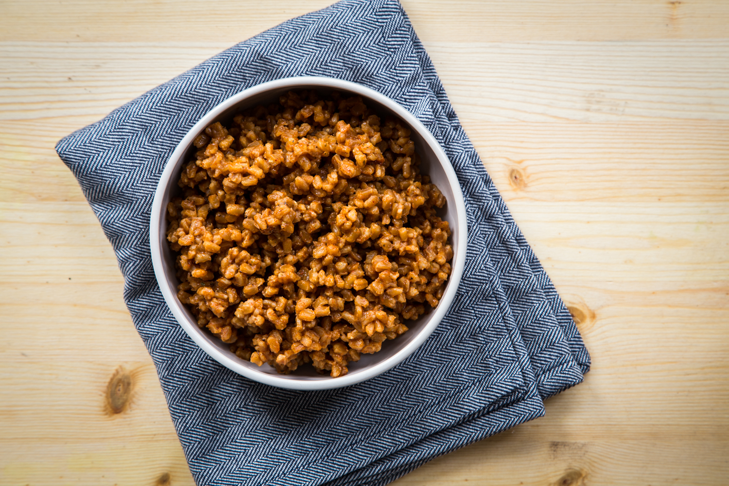 Seasoned Farro "Meat" for meatless walking tacos