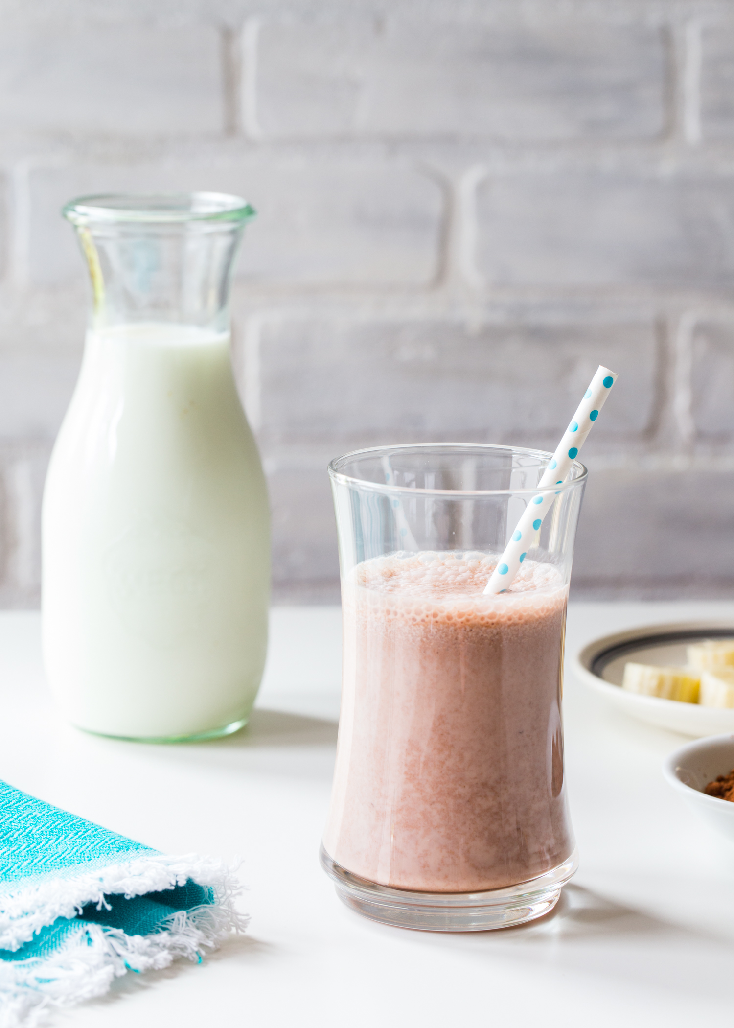 Flavored Milk Recipes - Chocolate Banana Milk made with fresh bananas and cocoa powder