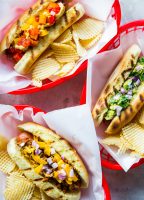 Homemade Hot Dog Toppings - Chili Cheese Dogs, Guacamole Dogs, Pepper Relish Dogs