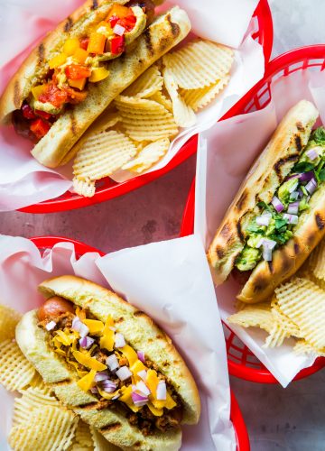 Homemade Hot Dog Toppings - Chili Cheese Dogs, Guacamole Dogs, Pepper Relish Dogs