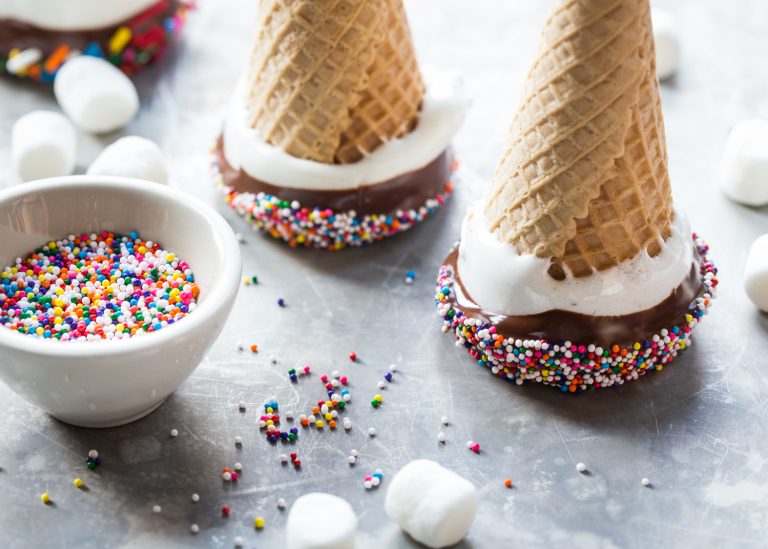 Marshmallow Dipped Ice Cream Cones - Jelly Toast