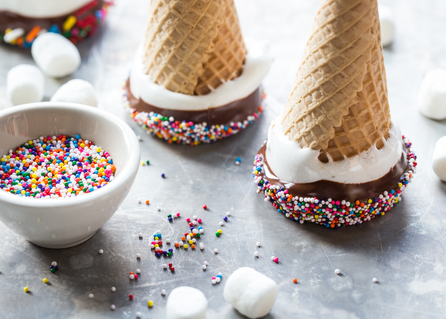 marshmallow dipped ice cream cones