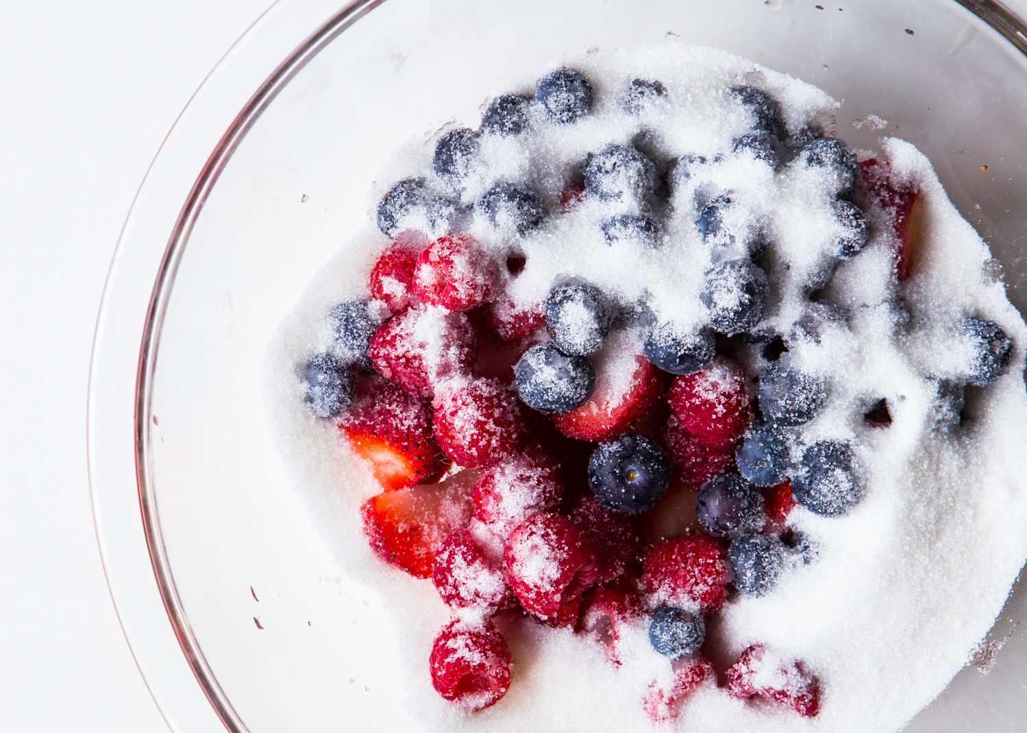 berries and sugar for shrub syrup