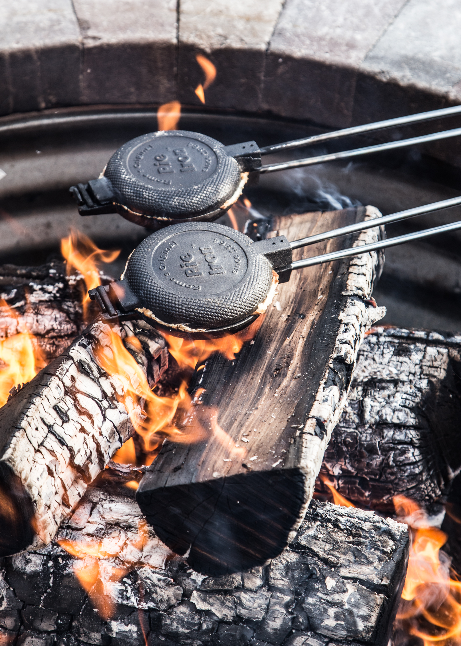 Campfire Pies using Cast Iron Pie Maker. 