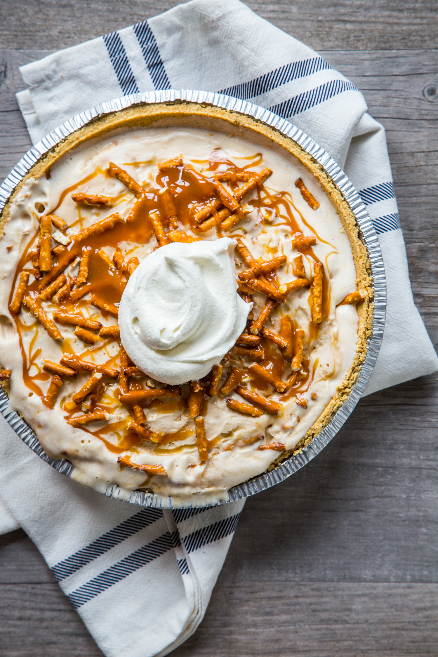 Easy Ice Cream Pie - Salted Caramel Pretzel