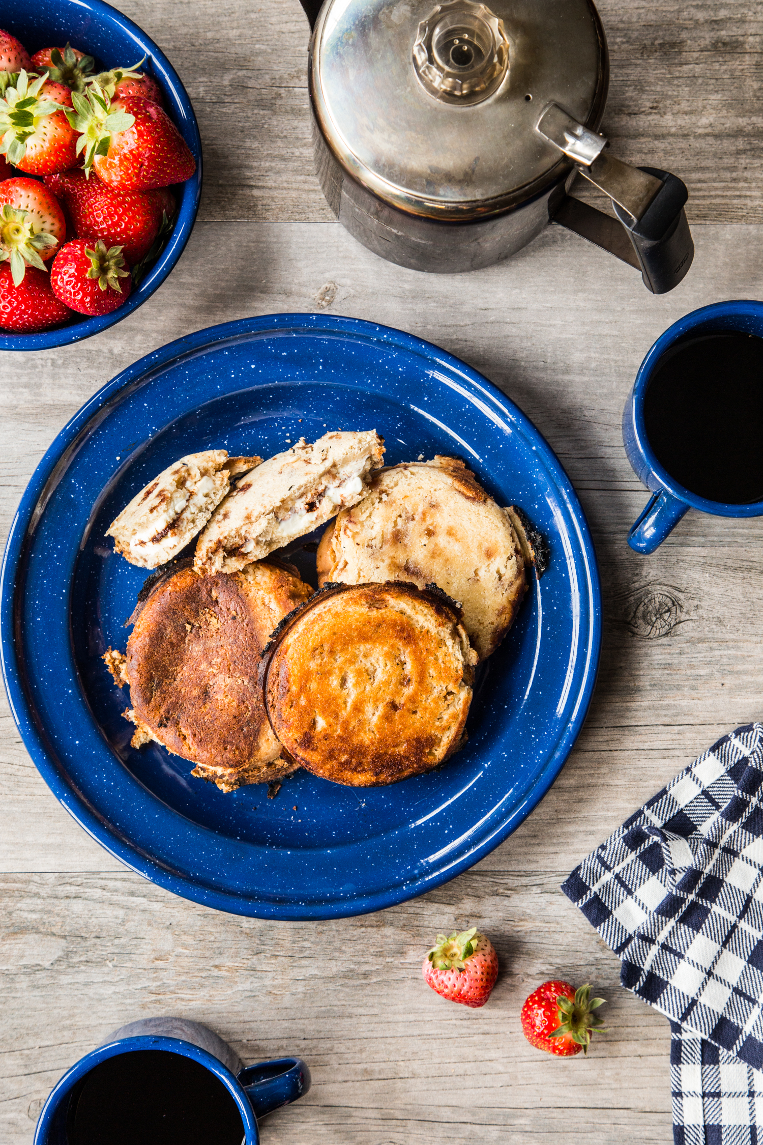 Cinnamon Cream Cheese Pudgy Pies for your campfire breakfast