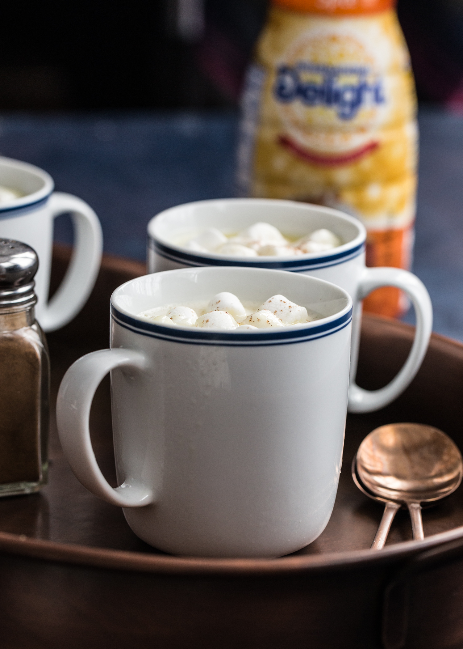 Pumpkin Spice White Hot Chocolate made with International Delight Pumpkin Spice Coffee Creamer