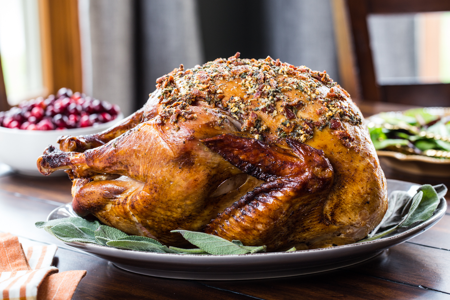 Bacon Herb Oven Roasted Turkey for Thanksgiving!