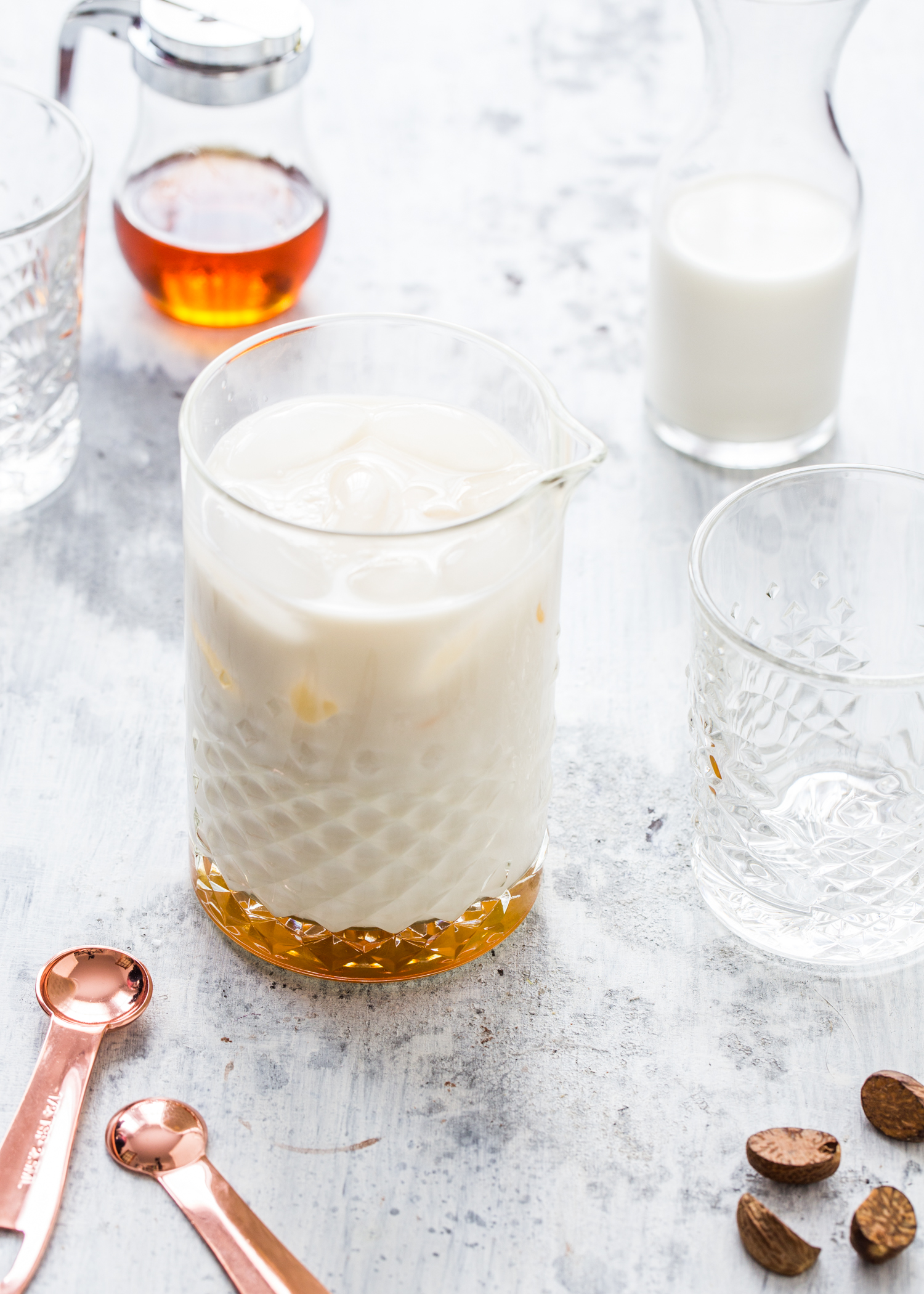 Milk Punch Two Ways - Served over ice for a crisp winter cocktail