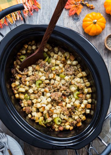 Slow Cooker Sausage Filling for Thanksgiving | Jelly Toast