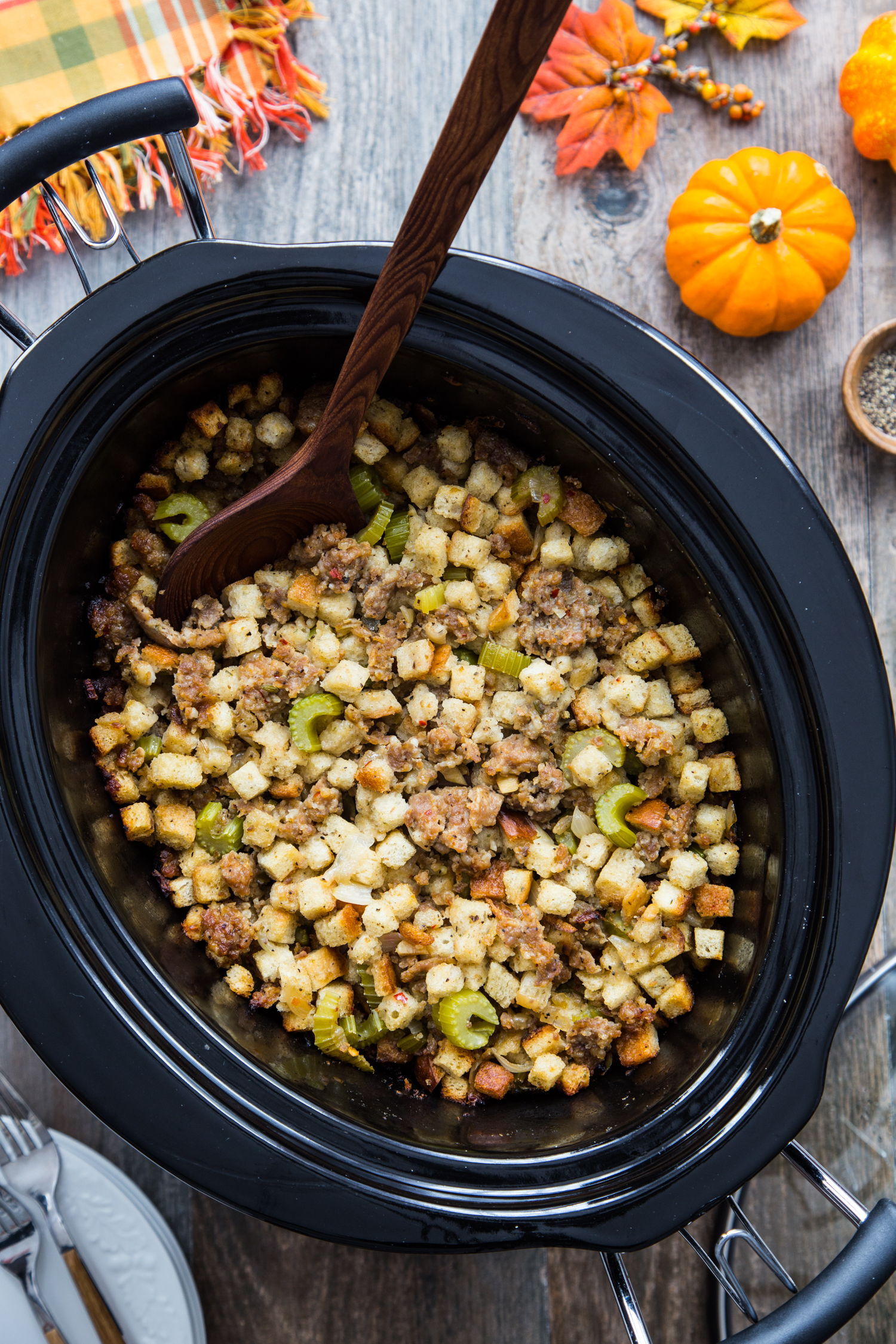 Slow Cooker Sausage Filling for Thanksgiving | Jelly Toast