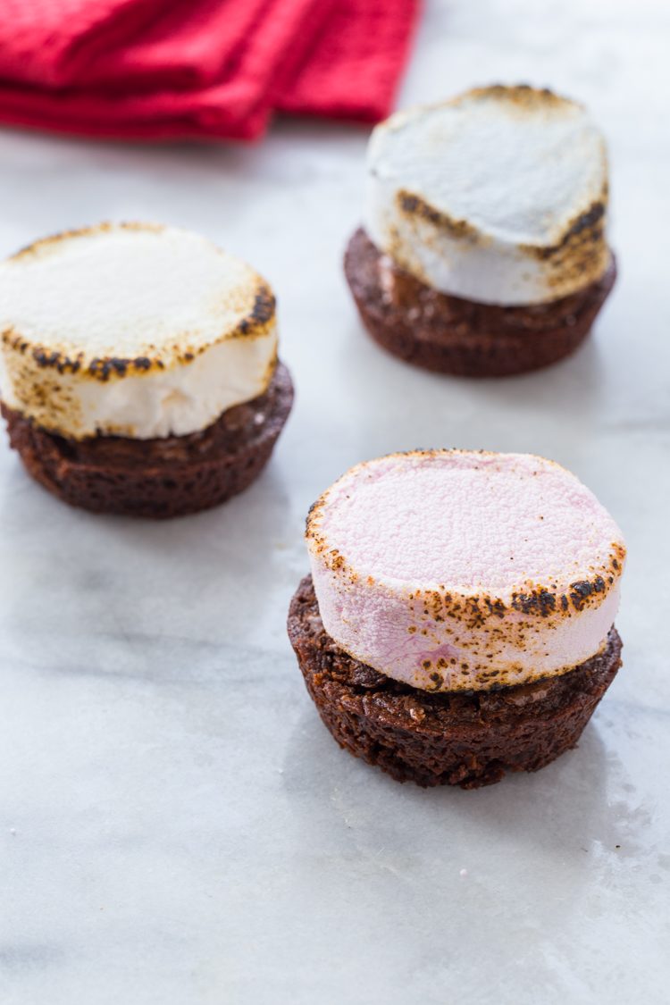 Brownie Cup S'mores with Campfire® Red, White, and Blue Roasters