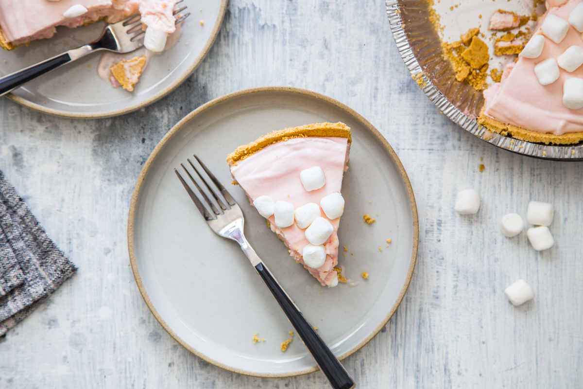 Marshmallow Ice Cream Pie with Campfire Marshmallows