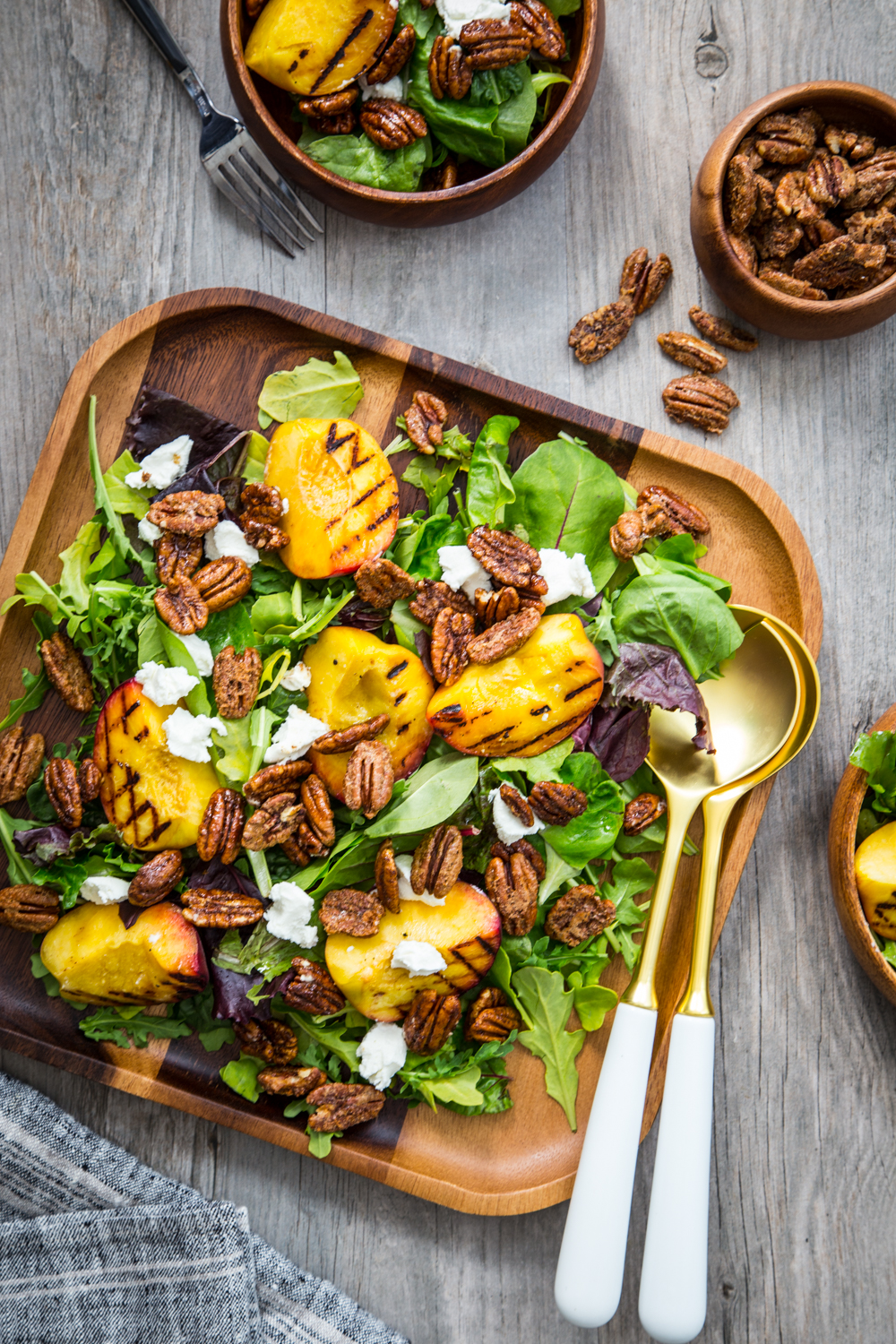 Spiced Pecan Grilled Peach Salad from Jelly Toast with American Pecans